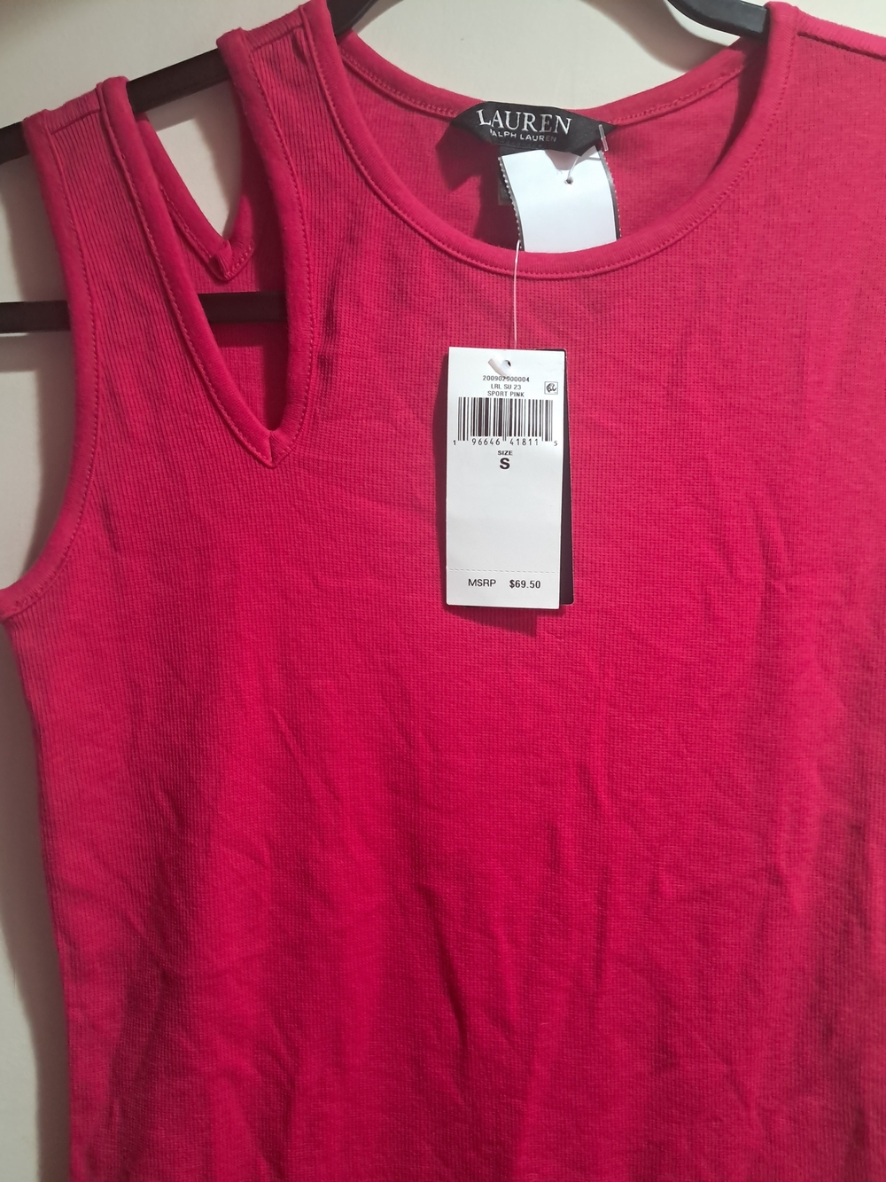 Lauren Ralph Lauren Pink Cut-Out Tank Top - Size S (NWT) - Picture 10 of 13